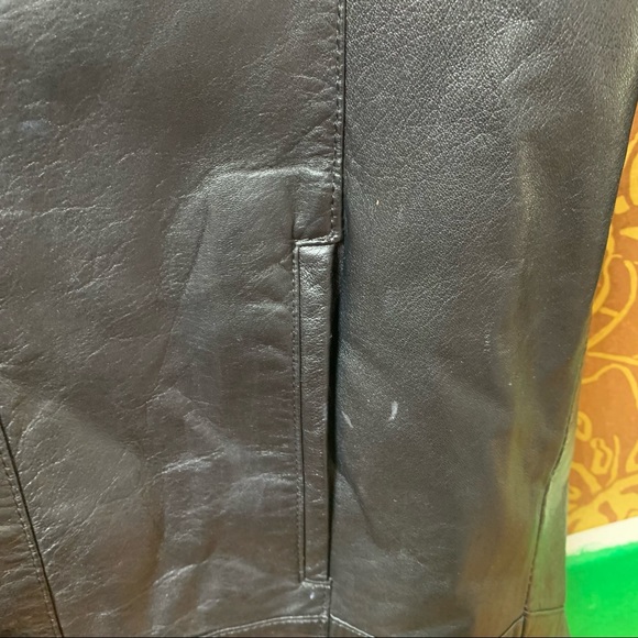 80’s 90’s Drop Waist Puff Sleeve Leather Bomber Jacket - Picture 9 of 16